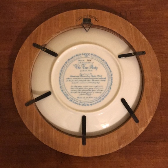 The Tea Party by Sandra Kuch collectible plate with wood frame - Picture 2 of 4